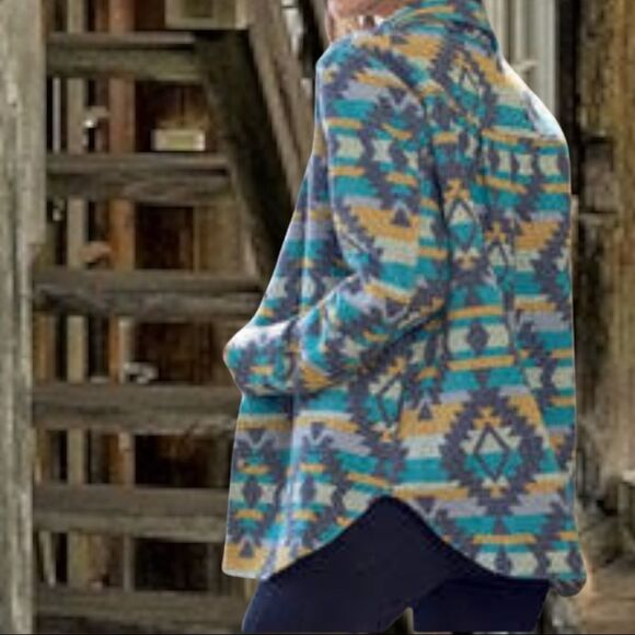 Turquoise Aztec Jacket  - Picture 1 of 6